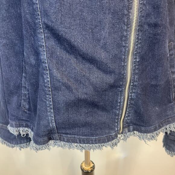 DG2 Diane Gilman Denim Jean Jacket Plus size 3X Stretch Frayed Zip Front Peasant - Picture 5 of 10